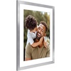 image:imageAmericanflat 8x8 Picture Frame  Matted to 5x5  Engineered Wood  White  Shatterresistant glass wall or tabletop display with included easel sawtooth hangers included secure turntab backingSilver