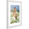 image:imageAmericanflat 8x8 Picture Frame  Matted to 5x5  Engineered Wood  White  Shatterresistant glass wall or tabletop display with included easel sawtooth hangers included secure turntab backingWhite