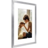 image:imageAmericanflat 8x8 Picture Frame  Matted to 5x5  Engineered Wood  White  Shatterresistant glass wall or tabletop display with included easel sawtooth hangers included secure turntab backingSilver