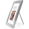 image:imageAmericanflat 8x8 Picture Frame  Matted to 5x5  Engineered Wood  White  Shatterresistant glass wall or tabletop display with included easel sawtooth hangers included secure turntab backingSilver