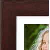 image:imageAmericanflat 8x8 Picture Frame  Matted to 5x5  Engineered Wood  White  Shatterresistant glass wall or tabletop display with included easel sawtooth hangers included secure turntab backingMahogany