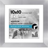image:imageAmericanflat 8x8 Picture Frame  Matted to 5x5  Engineered Wood  White  Shatterresistant glass wall or tabletop display with included easel sawtooth hangers included secure turntab backingSilver