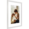 image:imageAmericanflat 8x8 Picture Frame  Matted to 5x5  Engineered Wood  White  Shatterresistant glass wall or tabletop display with included easel sawtooth hangers included secure turntab backingWhite
