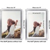 image:imageAmericanflat 8x8 Picture Frame  Matted to 5x5  Engineered Wood  White  Shatterresistant glass wall or tabletop display with included easel sawtooth hangers included secure turntab backingSilver