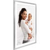 image:imageAmericanflat 8x8 Picture Frame  Matted to 5x5  Engineered Wood  White  Shatterresistant glass wall or tabletop display with included easel sawtooth hangers included secure turntab backingSilver