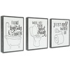 image:imageAmericanflat Bathroom Signs 3PK  Wash Soak Brush  Three 10 Bathroom Signs for Wall DecorBlack