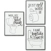 image:imageAmericanflat Bathroom Signs 3PK  Wash Soak Brush  Three 10 Bathroom Signs for Wall DecorBlack