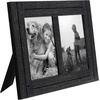 image:imageAmericanflat Hinged 4x6 Triple Picture Frame with 3 Photo Openings and Polished Glass  Distressed Wood Collage Picture Frames for Tabletop and Wall Display  Hampton Collection  Charcoal Black  Polished glass wall or tabletop display with included easel sawtooth hangers included fits photos posters and artCharcoal