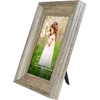 image:imageAmericanflat Rustic Lodge 11x14 Picture Frame Set of 4  Use as 8x10 Picture Frame with Mat or 11x14 Frame Without Mat  Textured Engineered Wood Photo Frame with Hanging Hardware for Wall DecorMetallic Grey