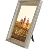 image:imageAmericanflat Rustic Lodge 11x14 Picture Frame Set of 4  Use as 8x10 Picture Frame with Mat or 11x14 Frame Without Mat  Textured Engineered Wood Photo Frame with Hanging Hardware for Wall DecorMetallic Grey
