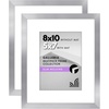 image:imageAmericanflat 11x14 Picture Frame 2Pack  Matted to 8x10  White  Slim Molding construction Polished plexiglass front hangs vertical or horizontal sawtooth hangers includedSilver
