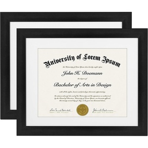 image:imageAmericanflat 11x14 Diploma Frame 4Pack  Matted to 85x11  Black  Engineered Wood construction Shatterresistant glass displays diplomas certificates and documents use with or without matBlack