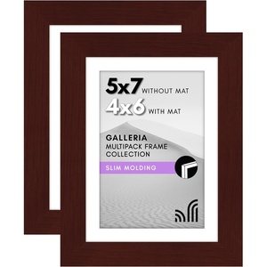 image:imageAmericanflat 11x14 Picture Frame 2Pack  Matted to 8x10  White  Slim Molding construction Polished plexiglass front hangs vertical or horizontal sawtooth hangers includedMahogany
