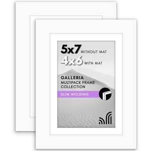image:imageAmericanflat 11x14 Picture Frame 2Pack  Matted to 8x10  White  Slim Molding construction Polished plexiglass front hangs vertical or horizontal sawtooth hangers includedWhite