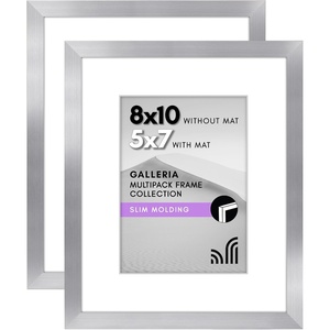 image:imageAmericanflat 11x14 Picture Frame 2Pack  Matted to 8x10  White  Slim Molding construction Polished plexiglass front hangs vertical or horizontal sawtooth hangers includedSilver