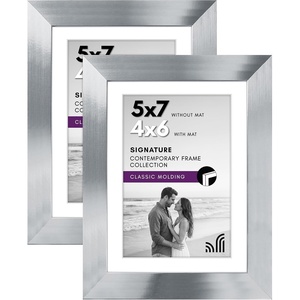 image:imageAmericanflat 11x14 Picture Frame with ShatterResistant Glass  Set of 2  Use as 8x10 Frame with Mat or Display 11x14 Photo Without Mat  Signature Collection  Picture Frames for Wall  White  Engineered Wood construction Shatterresistant glass hangs vertical or horizontal sawtooth hangers includedSilver