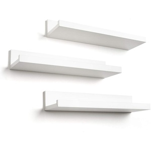 image:imageAmericanflat 14 Floating Shelves for Wall  Set of 3  Made of Engineered Wood with Lipped Ledge  Floating Wall Shelves for Bedroom Bathroom Kitchen Office and Living Room  BlackWhite