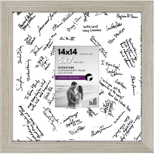 image:imageAmericanflat 14x14 Picture Frame  Matted to 5x7  Driftwood  Engineered Wood construction Shatterresistant glass hangs vertical or horizontal sawtooth hangers includedDriftwood
