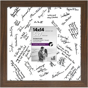 image:imageAmericanflat 14x14 Picture Frame  Matted to 5x7  Driftwood  Engineered Wood construction Shatterresistant glass hangs vertical or horizontal sawtooth hangers includedWalnut