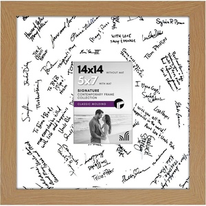 image:imageAmericanflat 14x14 Picture Frame  Matted to 5x7  Driftwood  Engineered Wood construction Shatterresistant glass hangs vertical or horizontal sawtooth hangers includedDark Oak