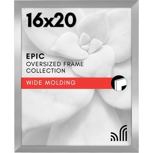 image:imageAmericanflat 20x30 Poster Frame  White Engineered Wood with Polished Plexiglass  Wide Picture Frame for Vertical or Horizontal Wall Display  Epic Collection  White  Polished plexiglass front hangs vertical or horizontal sawtooth hangers included fits photos posters and artSilver