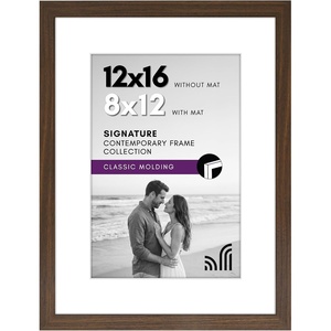 image:imageAmericanflat 26x32 Poster Frame  Matted to 22x28  Engineered Wood  White  Polished plexiglass front hangs vertical or horizontal sawtooth hangers included secure turntab backingWalnut