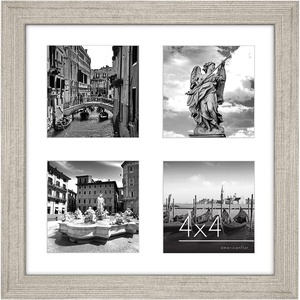 image:imageAmericanflat 4x4 Collage Picture Frame  Fits 4  Driftwood  Overall frame size 10x10 Shatterresistant glass sawtooth hangers included fits photos and artDriftwood