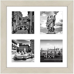 image:imageAmericanflat 4x4 Collage Picture Frame  Fits 4  Driftwood  Overall frame size 10x10 Shatterresistant glass sawtooth hangers included fits photos and artLight Wood