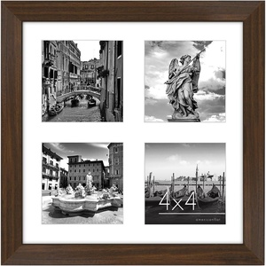image:imageAmericanflat 4x4 Collage Picture Frame  Fits 4  Driftwood  Overall frame size 10x10 Shatterresistant glass sawtooth hangers included fits photos and artWalnut