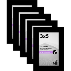 image:imageAmericanflat 4x6 Picture Frame 5Pack  Slim Molding  Black  Polished plexiglass front wall or tabletop display with included easel triangle hangers included secure turntab backingBlack