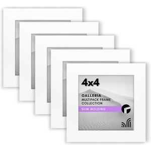 image:imageAmericanflat 4x6 Picture Frame 5Pack  Slim Molding  Black  Polished plexiglass front wall or tabletop display with included easel triangle hangers included secure turntab backingWhite