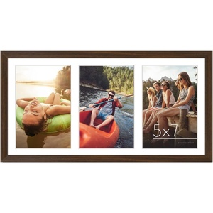 image:imageAmericanflat 5x7 Picture Frame Collage with Polished Plexiglass  Fits Three 5x7 Photos or Use as One 10x20 Picture Frame  Signature Collection  Collage Frames for Wall Display  WhiteWalnut