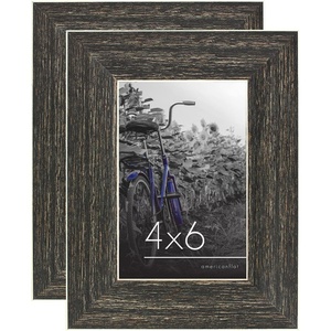 image:imageAmericanflat 5x7 Picture Frame with Polished Crystal Clear Glass  Set of 2  Hampton Collection  Distressed Wood Picture Frames for Tabletop and Wall Display  Rustic Tan  Polished glass wall or tabletop display with included easel hanging hardware included fits photos and artRustic