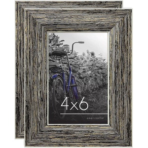 image:imageAmericanflat 5x7 Picture Frame with Polished Crystal Clear Glass  Set of 2  Hampton Collection  Distressed Wood Picture Frames for Tabletop and Wall Display  Rustic Tan  Polished glass wall or tabletop display with included easel hanging hardware included fits photos and artRustic Tan