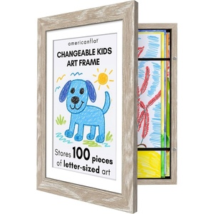 image:imageAmericanflat 85x11 Changeable Kids Art Frame  White  Holds 100 art pieces magnetic front door builtin keyholes for wall display stores finished artworkDriftwood Pack of 8