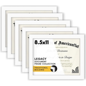 image:imageAmericanflat 85x11 Picture Frame 5Pack  Slim Molding  White  Polished plexiglass front wall or tabletop display with included easel sawtooth hangers included secure turntab backingWhite