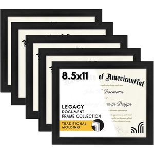 image:imageAmericanflat 85x11 Picture Frame 5Pack  Slim Molding  White  Polished plexiglass front wall or tabletop display with included easel sawtooth hangers included secure turntab backingBlack