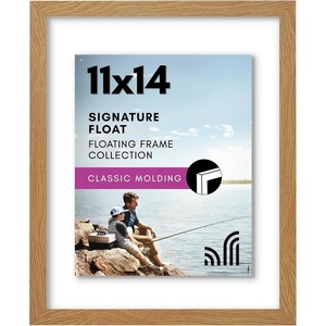 image:imageAmericanflat 8x10 Floating Picture Frame with Polished CrystalClear Glass  Use as 5x7 Picture Frame or Display 4x6 Photo  Signature Float Collection  Photo Frames for Tabletop or Wall  White  Photo floats between crystalclear glass wall or tabletop display with included easel sawtooth hangers includedDark Oak