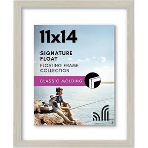 image:imageAmericanflat 8x10 Floating Picture Frame with Polished CrystalClear Glass  Use as 5x7 Picture Frame or Display 4x6 Photo  Signature Float Collection  Photo Frames for Tabletop or Wall  White  Photo floats between crystalclear glass wall or tabletop display with included easel sawtooth hangers includedLight Wood