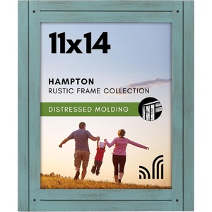 image:imageAmericanflat 8x10 Picture Frame with Polished Crystal Clear Glass  Hampton Collection  Distressed Wood Picture Frames for Tabletop and Wall Display  Charcoal Black  Polished glass wall or tabletop display with included easel sawtooth hangers included fits photos posters and artTurquoise BlueTurquoise Blue