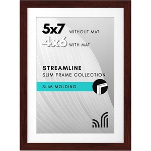 image:imageAmericanflat 8x10 Picture Frame with ShatterResistant Glass  Use as 5x7 Frame with Mat or Display 8x10 Photo Without Mat  Streamline Collection  Picture Frames for Tabletop and Wall  White  Shatterresistant glass wall or tabletop display with included easel sawtooth hangers included secure turntab backingMahogany