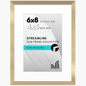 image:imageAmericanflat 8x10 Picture Frame with ShatterResistant Glass  Use as 5x7 Frame with Mat or Display 8x10 Photo Without Mat  Streamline Collection  Picture Frames for Tabletop and Wall  White  Shatterresistant glass wall or tabletop display with included easel sawtooth hangers included secure turntab backingGold