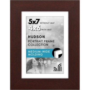 image:imageAmericanflat 8x8 Picture Frame  Matted to 5x5  Engineered Wood  White  Shatterresistant glass wall or tabletop display with included easel sawtooth hangers included secure turntab backingMahogany