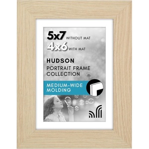image:imageAmericanflat 8x8 Picture Frame  Matted to 5x5  Engineered Wood  White  Shatterresistant glass wall or tabletop display with included easel sawtooth hangers included secure turntab backingNatural Oak