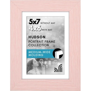 image:imageAmericanflat 8x8 Picture Frame  Matted to 5x5  Engineered Wood  White  Shatterresistant glass wall or tabletop display with included easel sawtooth hangers included secure turntab backingPink