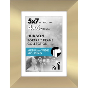 image:imageAmericanflat 8x8 Picture Frame  Matted to 5x5  Engineered Wood  White  Shatterresistant glass wall or tabletop display with included easel sawtooth hangers included secure turntab backingGold