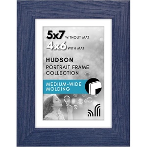 image:imageAmericanflat 8x8 Picture Frame  Matted to 5x5  Engineered Wood  White  Shatterresistant glass wall or tabletop display with included easel sawtooth hangers included secure turntab backingBlue