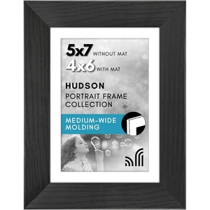image:imageAmericanflat 8x8 Picture Frame  Matted to 5x5  Engineered Wood  White  Shatterresistant glass wall or tabletop display with included easel sawtooth hangers included secure turntab backingBlack