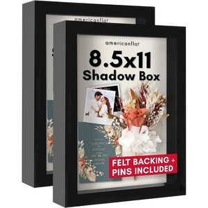 image:imageAmericanflat 8x8 Shadow Box Frame 2Pack  Engineered Wood  Black  Shatterresistant glass 15 inch interior depth displays keepsakes medals and memorabilia sawtooth hangers included85x11