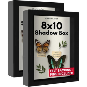 image:imageAmericanflat 8x8 Shadow Box Frame 2Pack  Engineered Wood  Black  Shatterresistant glass 15 inch interior depth displays keepsakes medals and memorabilia sawtooth hangers included8x10
